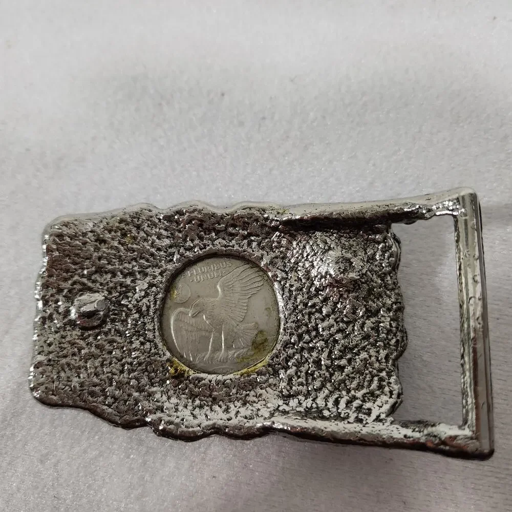 Howdy 1971 Eisenhower Dollar Coin Vintage Western 3.5x2 Belt Buckle